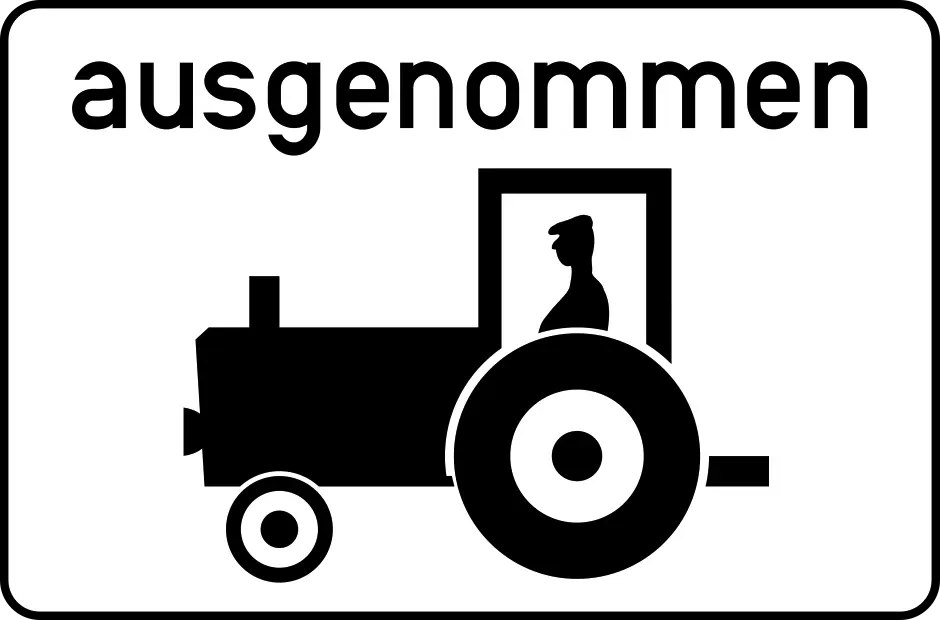 Austria except motor tractors sign
