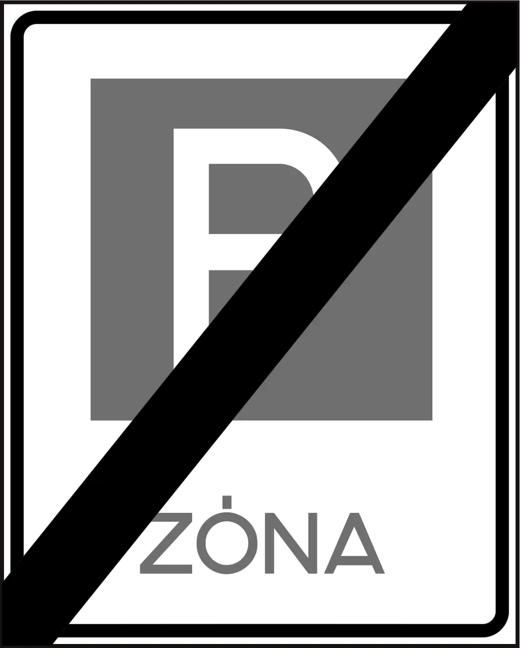 End of parking zone ZONA sign