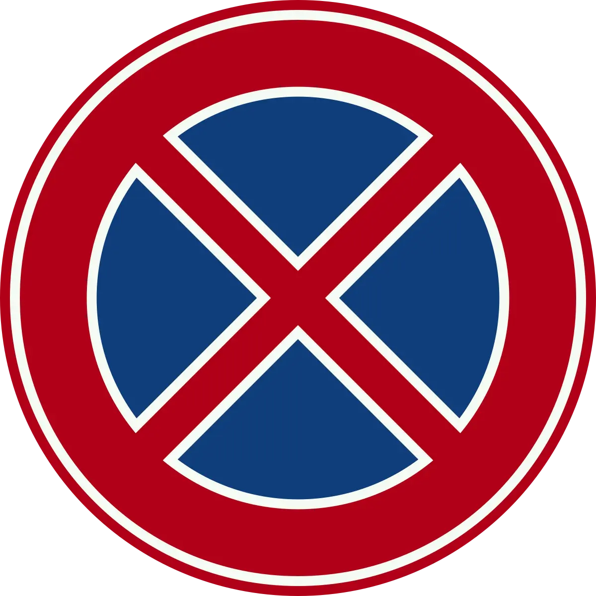 No stopping sign (red circle with double X)