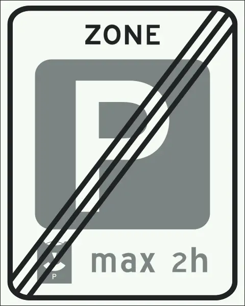 End of controlled parking zone sign